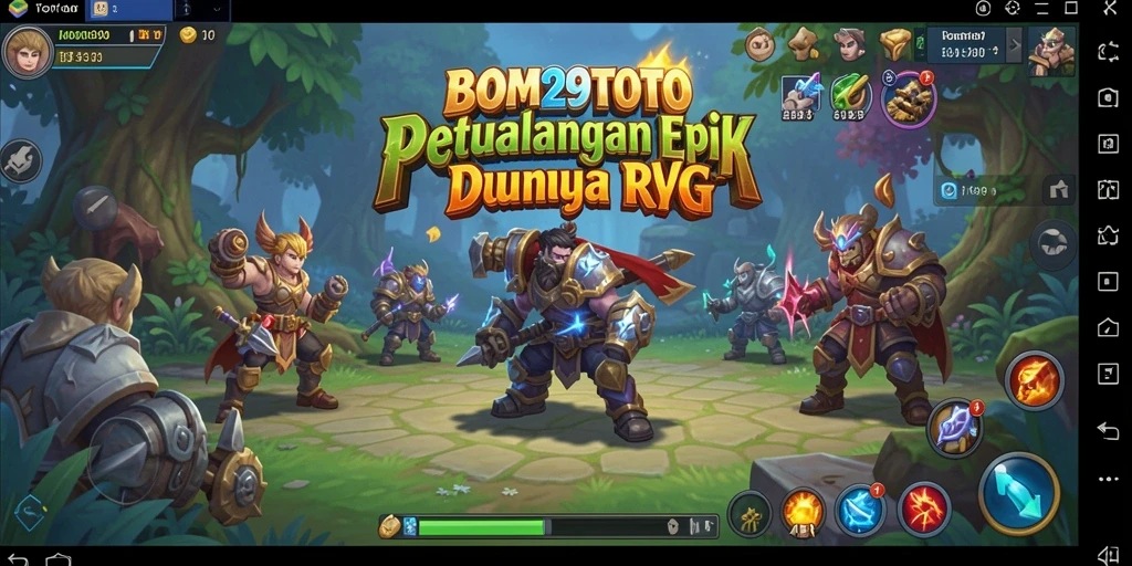 Screenshot gameplay BOM29TOTO dengan aksi pertarungan RPG yang seru.
