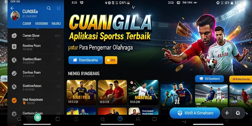 Tampilan screenshot utama CUANGILA dengan suasana taruhan olahraga.