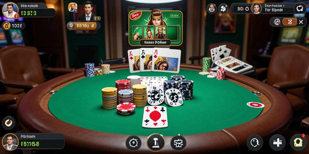 Gameplay FB168 menampilkan suasana poker yang mendebarkan.