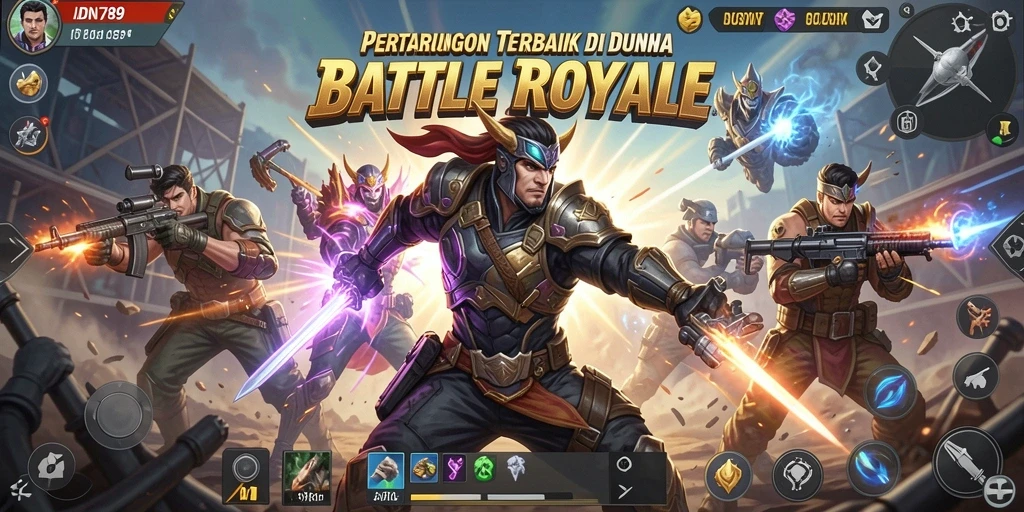 Screenshot gameplay Battle Royale IDN789 dengan aksi mendebarkan.