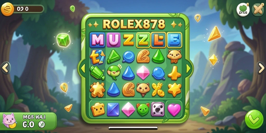 Tampilan menarik dari gameplay Match-3 di ROLEX878.