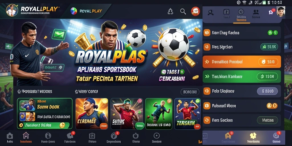 Tampilan menarik dari gameplay Sportsbook ROYALPLAY dengan taruhan olahraga.