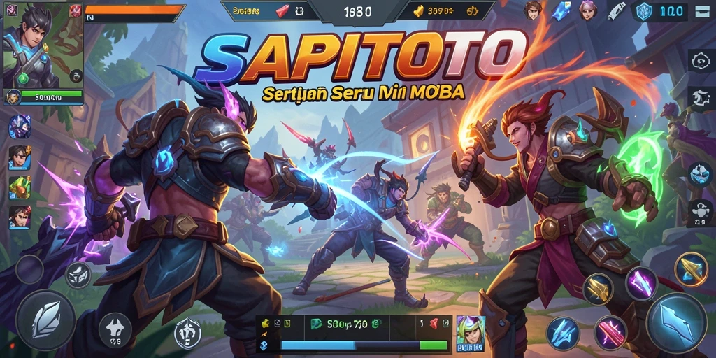 Screenshot gameplay <strong>SAPITOTO</strong> yang menampilkan pertarungan tim yang seru.