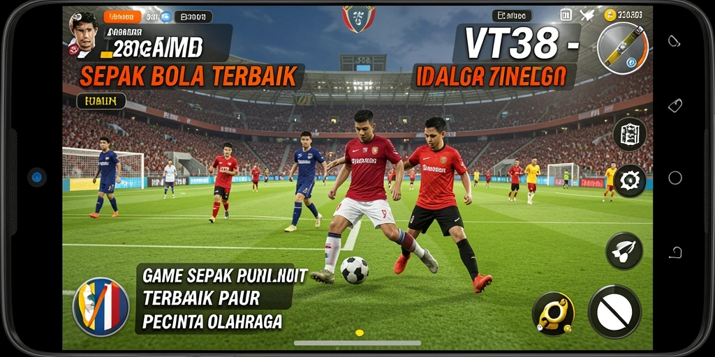 Tampilan gameplay VT38 yang mendebarkan saat pertandingan sepak bola.